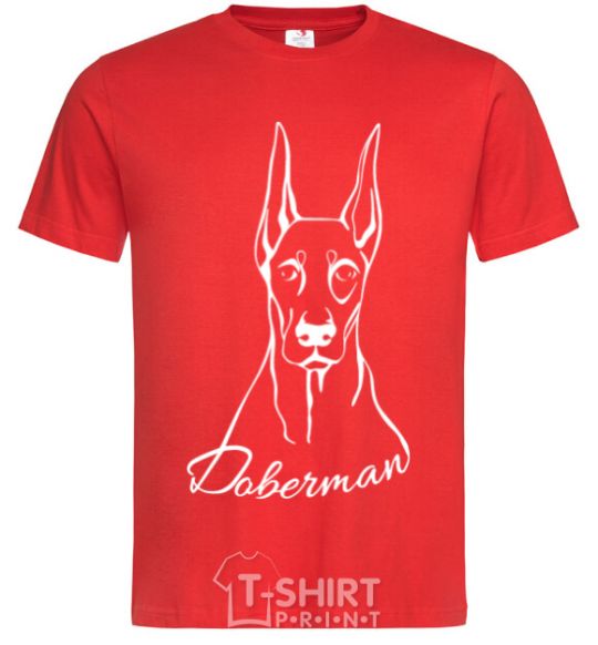 Men's T-Shirt Doberman White red фото