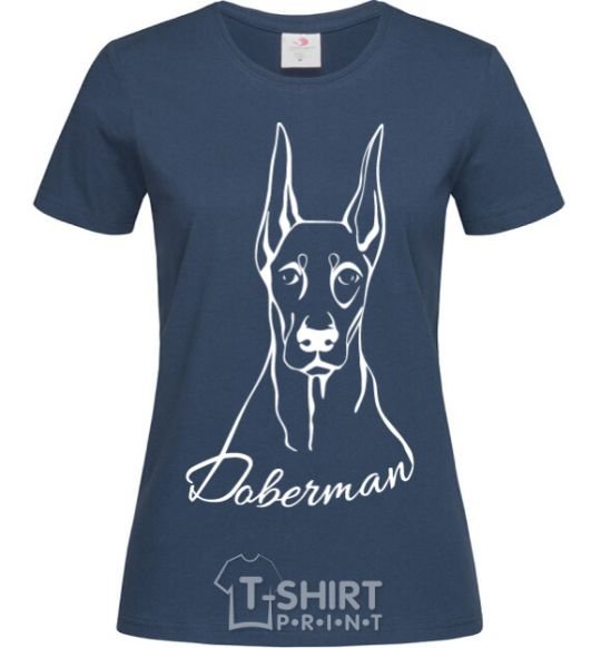 Women's T-shirt Doberman White navy-blue фото