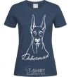 Women's T-shirt Doberman White navy-blue фото