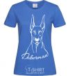Women's T-shirt Doberman White royal-blue фото