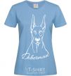 Women's T-shirt Doberman White sky-blue фото