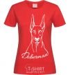 Women's T-shirt Doberman White red фото