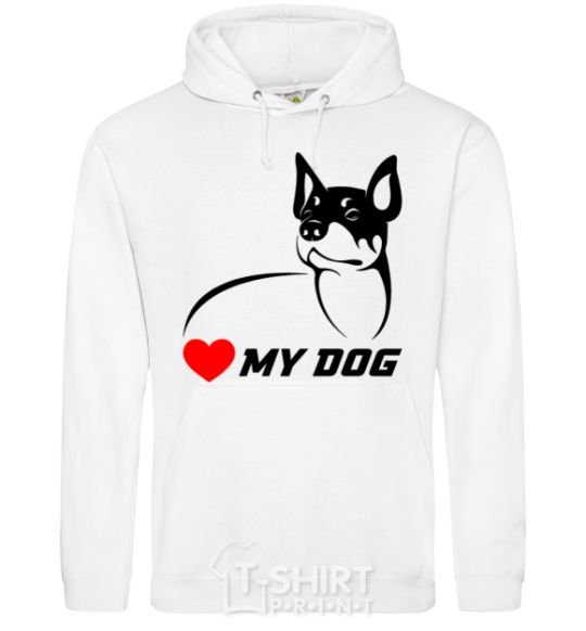 Men`s hoodie Love my dog White фото