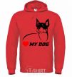 Men`s hoodie Love my dog bright-red фото