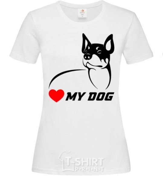 Women's T-shirt Love my dog White фото