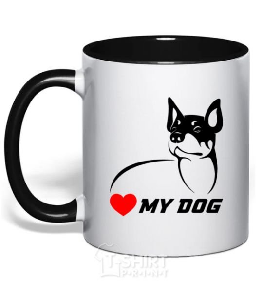 Mug with a colored handle Love my dog black фото