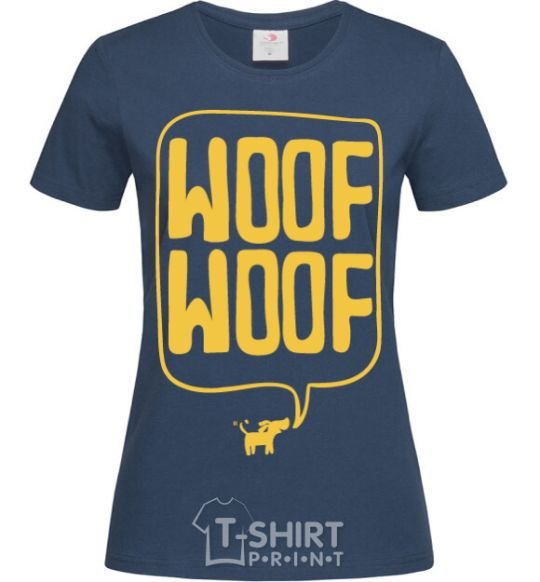 Women's T-shirt Woof woof navy-blue фото