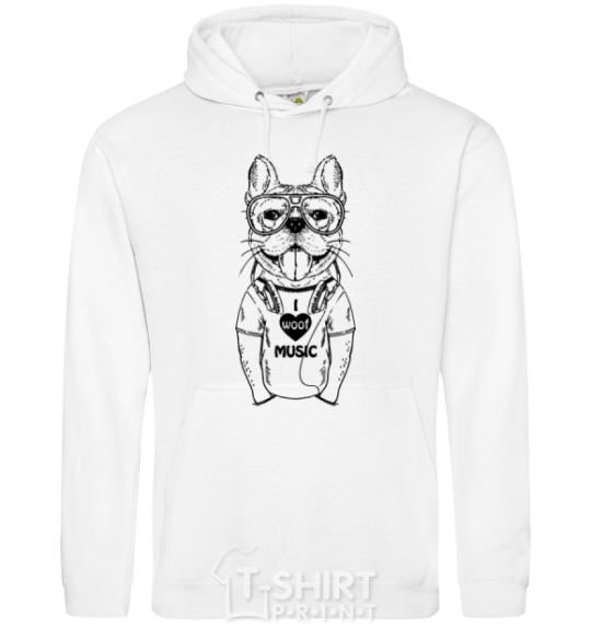 Men`s hoodie I woof music White фото