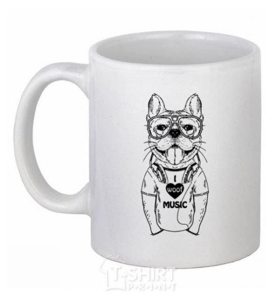 Ceramic mug I woof music White фото