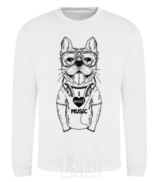 Sweatshirt I woof music White фото