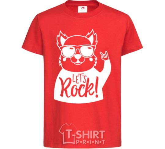 Kids T-shirt Dog let's rock red фото