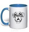 Mug with a colored handle Rottweiler royal-blue фото