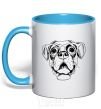 Mug with a colored handle Rottweiler sky-blue фото