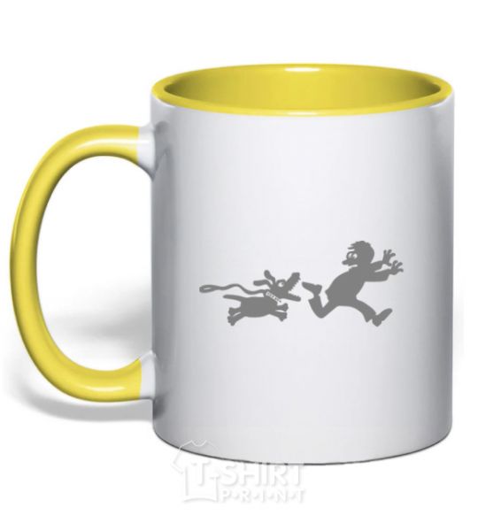 Mug with a colored handle Favorite dog yellow фото