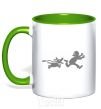 Mug with a colored handle Favorite dog kelly-green фото