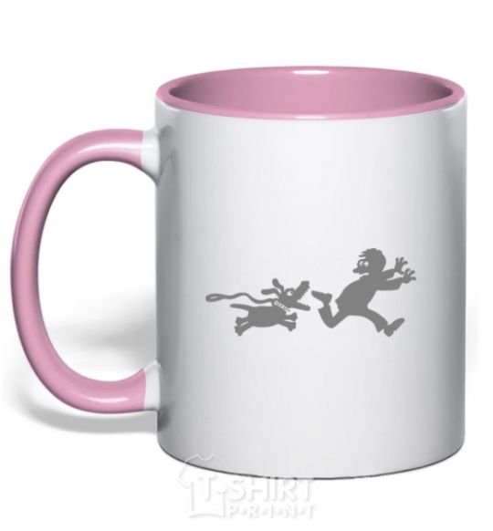 Mug with a colored handle Favorite dog light-pink фото