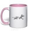 Mug with a colored handle Favorite dog light-pink фото