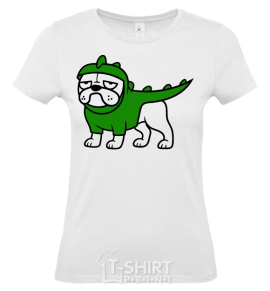 Женская футболка Pug Dino Белый фото