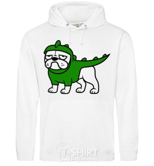 Men`s hoodie Pug Dino White фото