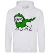 Men`s hoodie Pug Dino sport-grey фото