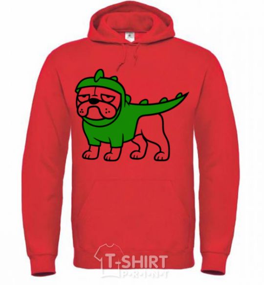 Men`s hoodie Pug Dino bright-red фото