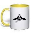 Mug with a colored handle English spaniel yellow фото