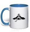 Mug with a colored handle English spaniel royal-blue фото