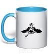 Mug with a colored handle English spaniel sky-blue фото