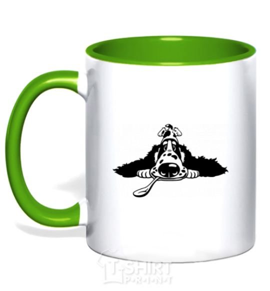 Mug with a colored handle English spaniel kelly-green фото