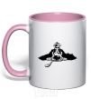 Mug with a colored handle English spaniel light-pink фото