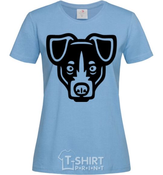 Women's T-shirt Terrier Head sky-blue фото