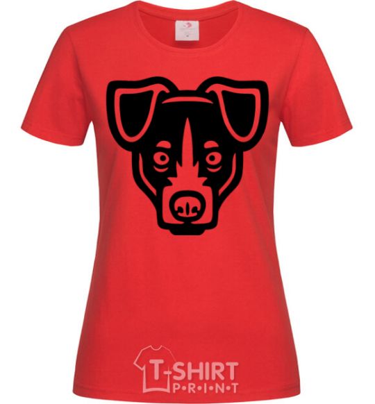 Women's T-shirt Terrier Head red фото