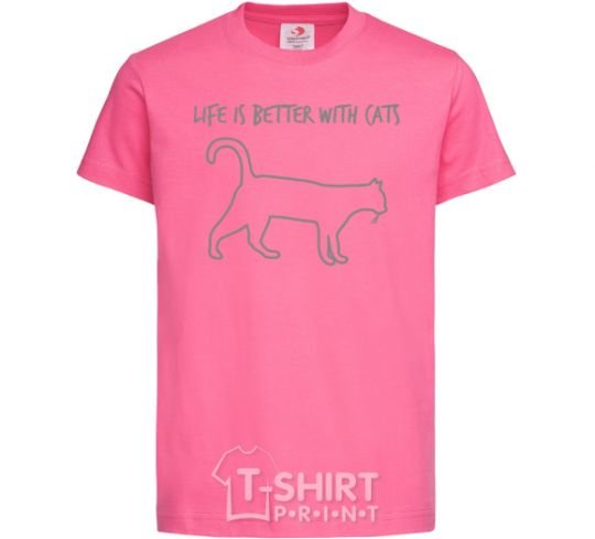 Kids T-shirt Life is better with a cat heliconia фото