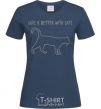 Women's T-shirt Life is better with a cat navy-blue фото