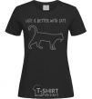Women's T-shirt Life is better with a cat black фото