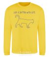 Sweatshirt Life is better with a cat yellow фото