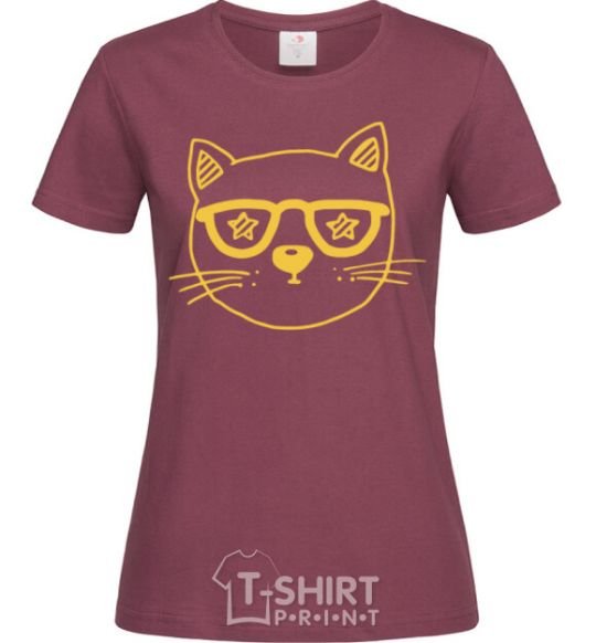 Women's T-shirt Starcat burgundy фото