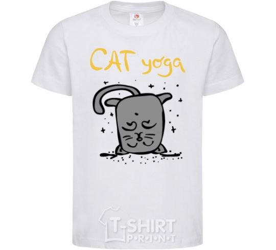 Kids T-shirt Cat Yoga White фото