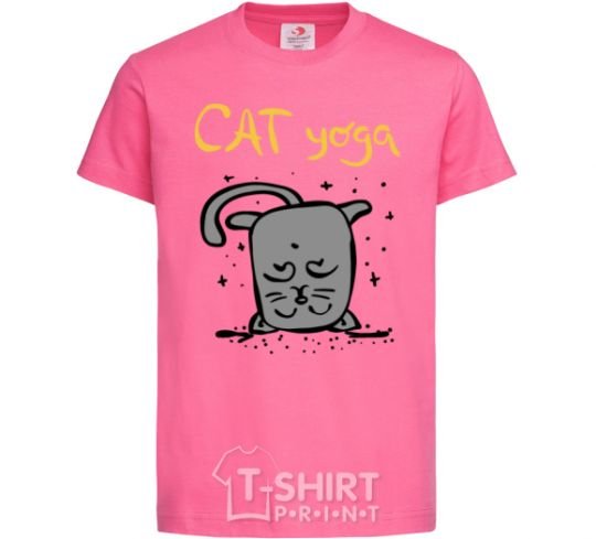 Kids T-shirt Cat Yoga heliconia фото