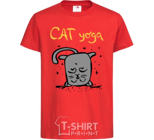 Kids T-shirt Cat Yoga red фото