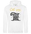 Men`s hoodie Cat Yoga White фото