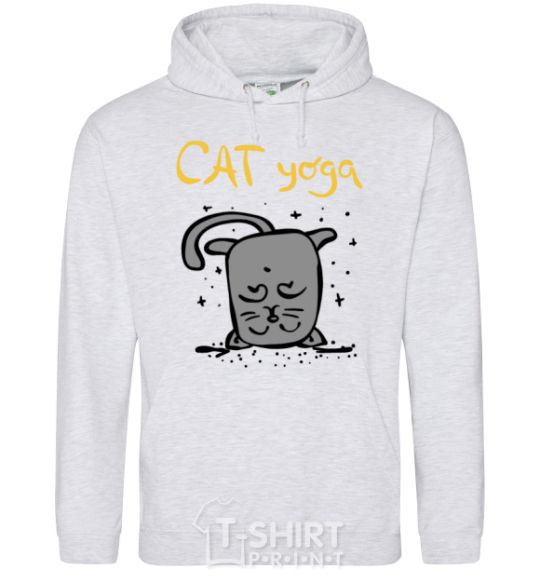 Men`s hoodie Cat Yoga sport-grey фото