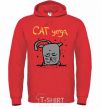 Men`s hoodie Cat Yoga bright-red фото