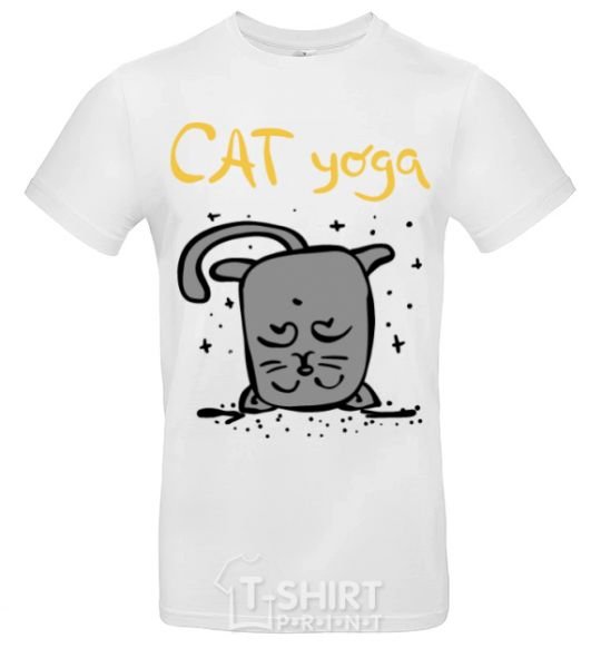 Men's T-Shirt Cat Yoga White фото