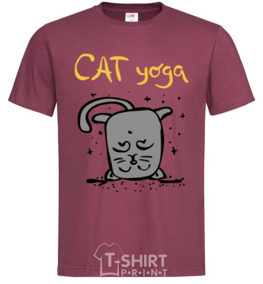 Men's T-Shirt Cat Yoga burgundy фото