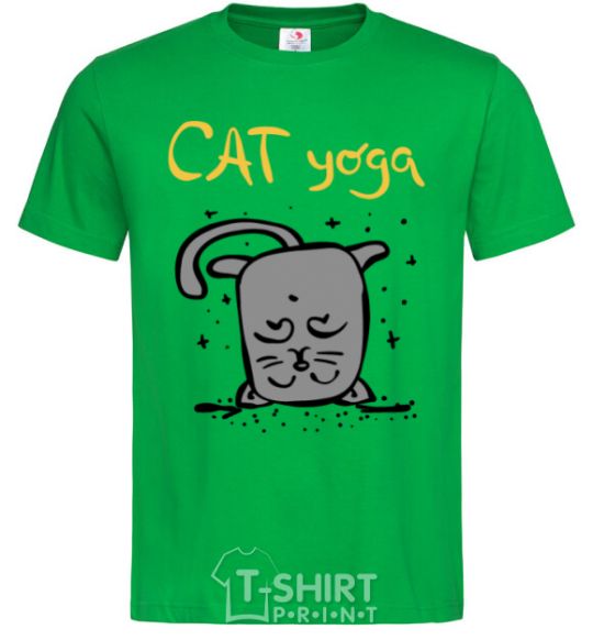 Men's T-Shirt Cat Yoga kelly-green фото