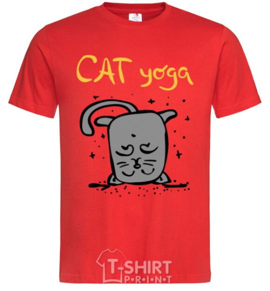 Men's T-Shirt Cat Yoga red фото