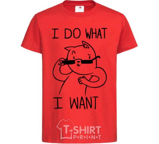 Детская футболка I do what i want ч/б изображение Красный фото