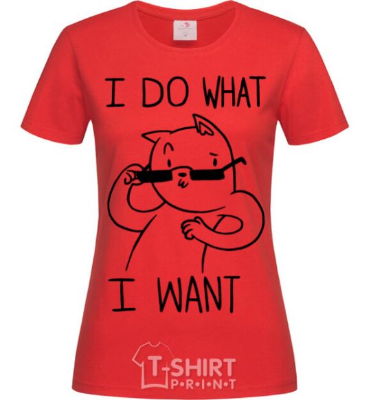 Женская футболка I do what i want ч/б изображение Красный фото