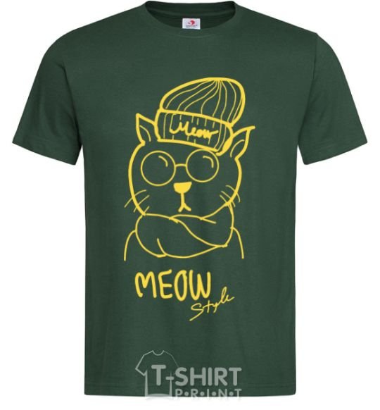 Мужская футболка Meow style Темно-зеленый фото
